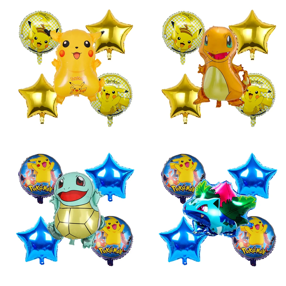 

6PCS 18 inch Pokemon Aluminum Foil Balloon Party Supplies Pikachu Party Background Balloon Children's Birthday Party Gift Toys