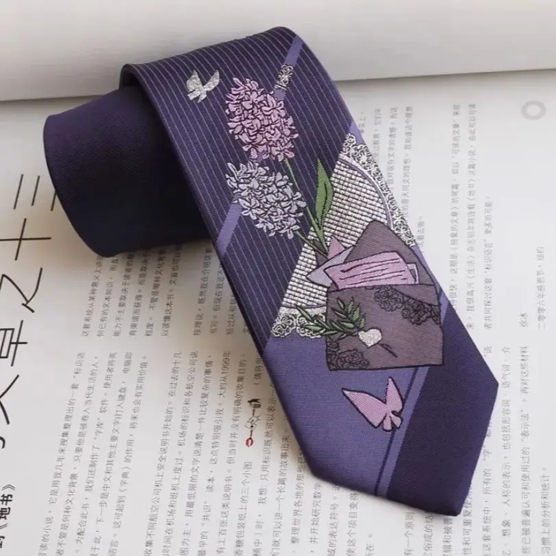 

High Quality Men Women Fashion Designer Vintage Purple Jacquard Ties For Shirt Boy Girls Performance Necktie Tie TB437