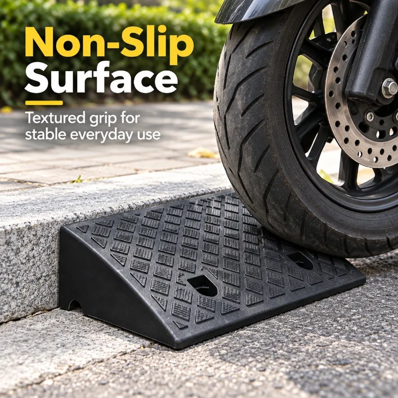 1/2PCS 80mm Curb Ramp Heavy Duty Plastic Threshold Ramp Non-Slip Surface for Cars Bikes Wheelchairs, Smooth Kerb Access Use