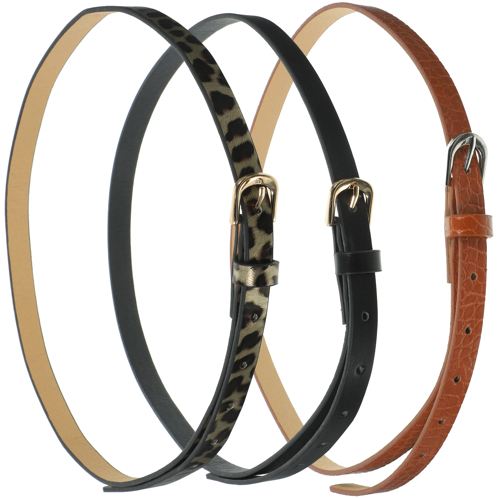 

3 Pcs Dress Waist Belt Print PU Women Waist Belts Adjustable Fashion Dress Accessories Daily Wear Casual Occasions