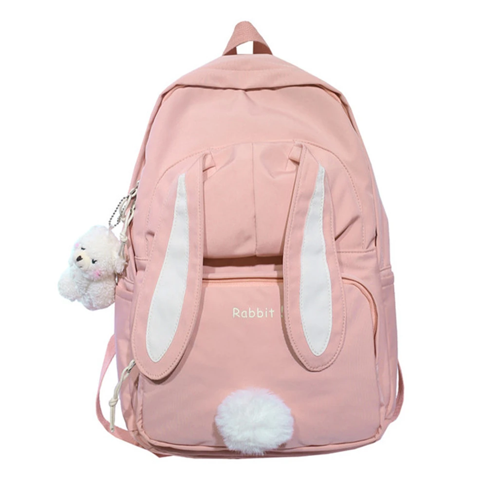 Schattige Konijn Jong Meisje Schoolrugzak Vrouw Grote Capaciteit Kawaii Rugzak Roze Vrouwen Nylon Cartoon Schooltas