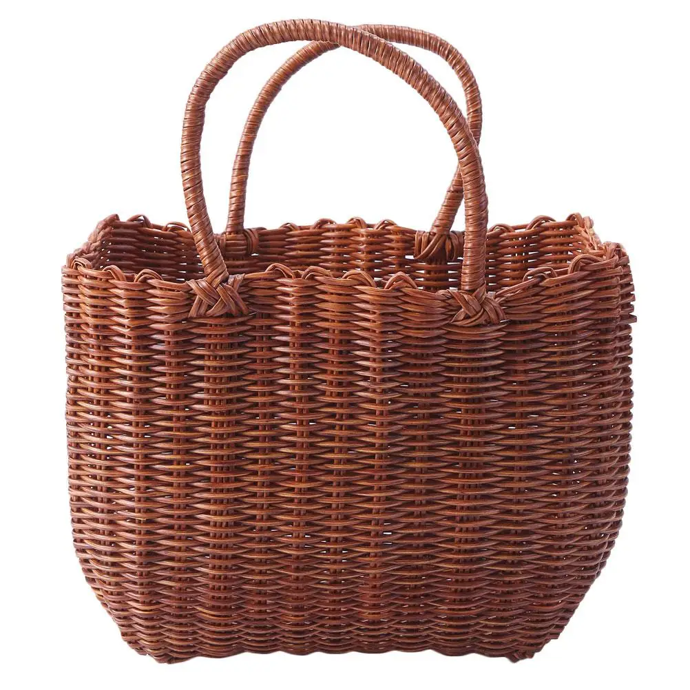 

Plastic Handmade Tote Basket Durable Eco Friendly Storage Container Fruit Flower Picnic Basket Storage Solution