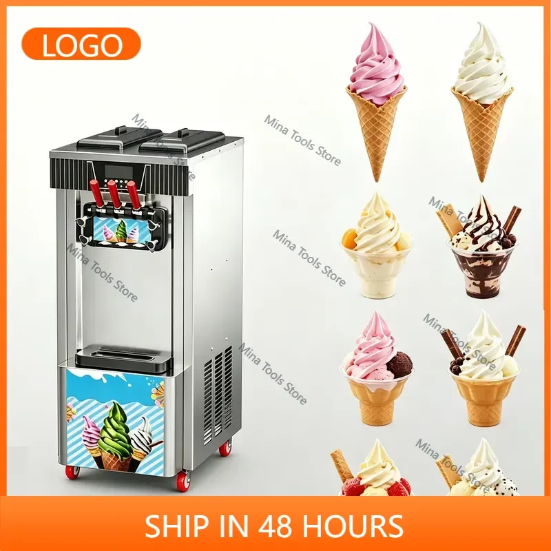 Commercial Semi-Automatic Stainless Steel Ice Cream Machine Fruit Flavored Soft Serve for Fast Food Restaurants & Milk
