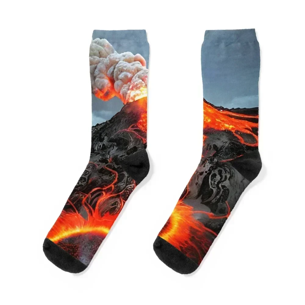 

A large eruption in a volcano Socks gym japanese fashion sports and leisure Heating sock Socks Men Women's
