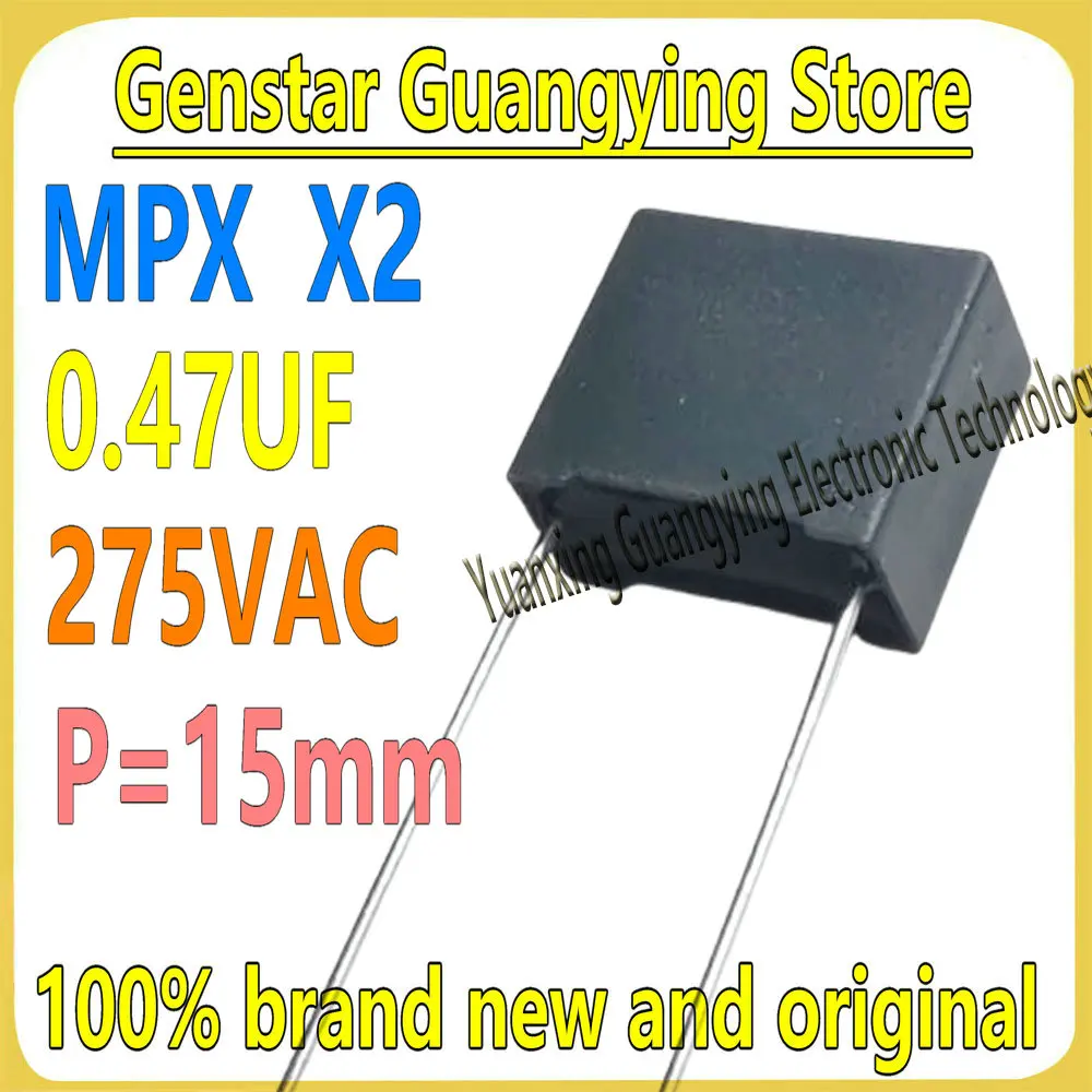(5 Pieces) MPX X2 0.47μF 275VAC 275V 0.47μF 15mm Pitch Black Safety Capacitor 100% Brand New