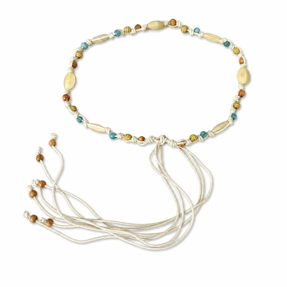 Elegant 170cm Braided Beads Belt Bohemian Dopamine Style Knotted Long Belts Adjustable Ethnic Style Belts for Women