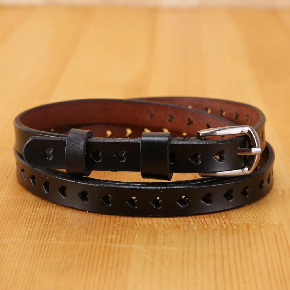 

Quality Hollow out Women's Belt Solid Color Heart Leather Belt Pin Buckle Decorative Waistband Women