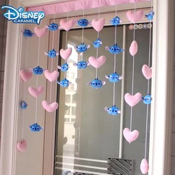 Disney Stitch No Need To Punch Holes Door Curtain Cartoon Cute DIY Party Gift Cut Off Door Curtain Decorate Pink Heart Curtain
