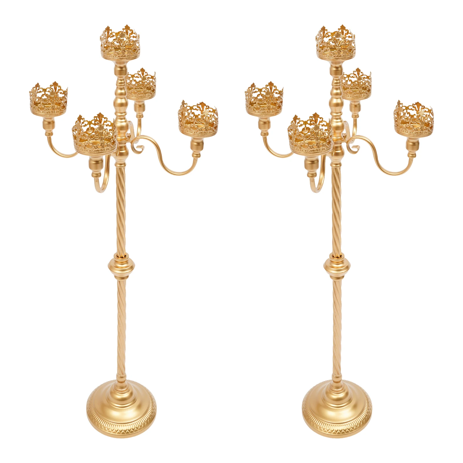 2-Pack 5-Arm Candle Holders, 103cm Tall Candlestick Centerpieces, Elegant Table Decor for Weddings & Engagement Parties