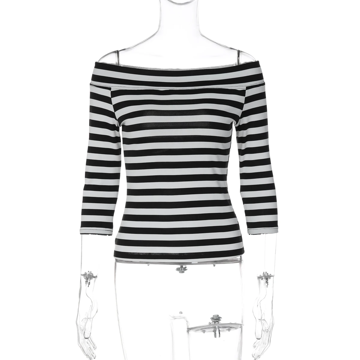 Hugcitar Modisches Langarm-Crop-T-Shirt mit Streifendruck, Sexy Figurbetont, Herbst-Damenkleidung, Streetwear, Party, Club, Großhandel – Detail 2