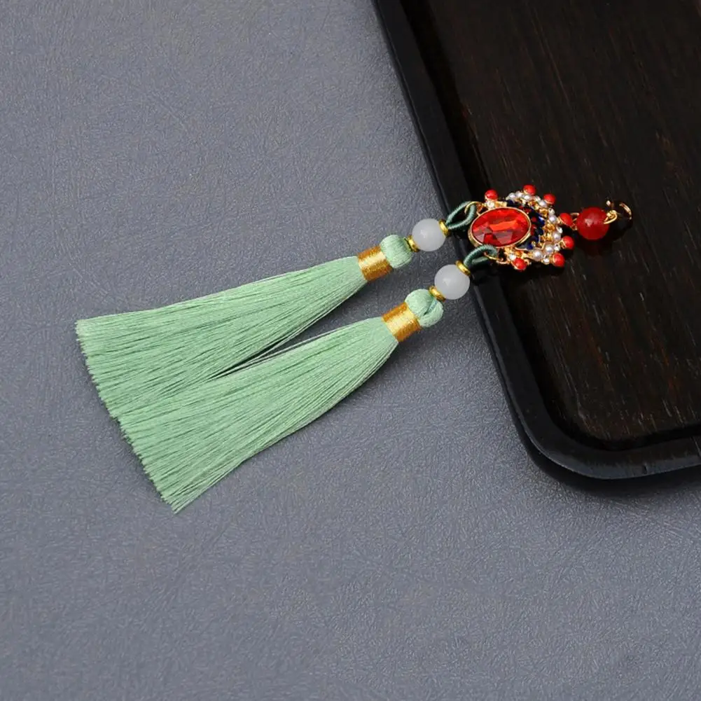 Blue Purple Green Yellow Tassel Tassel Pendant Car Decoration with Imitation Pearls Facial Makeup Opera Hanging Accessory Hanfu