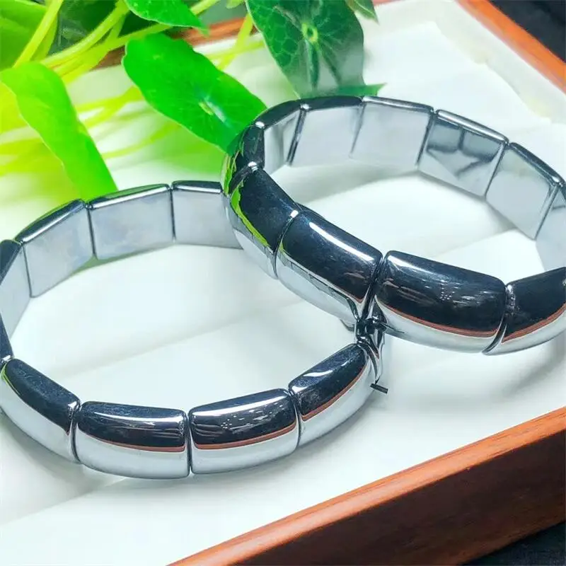 Natural Terahertz Bangle Bracelet Fashion Women Healing Jewelry Gemstone Reiki Energy Holiday Gift 1pcs 14x18mm