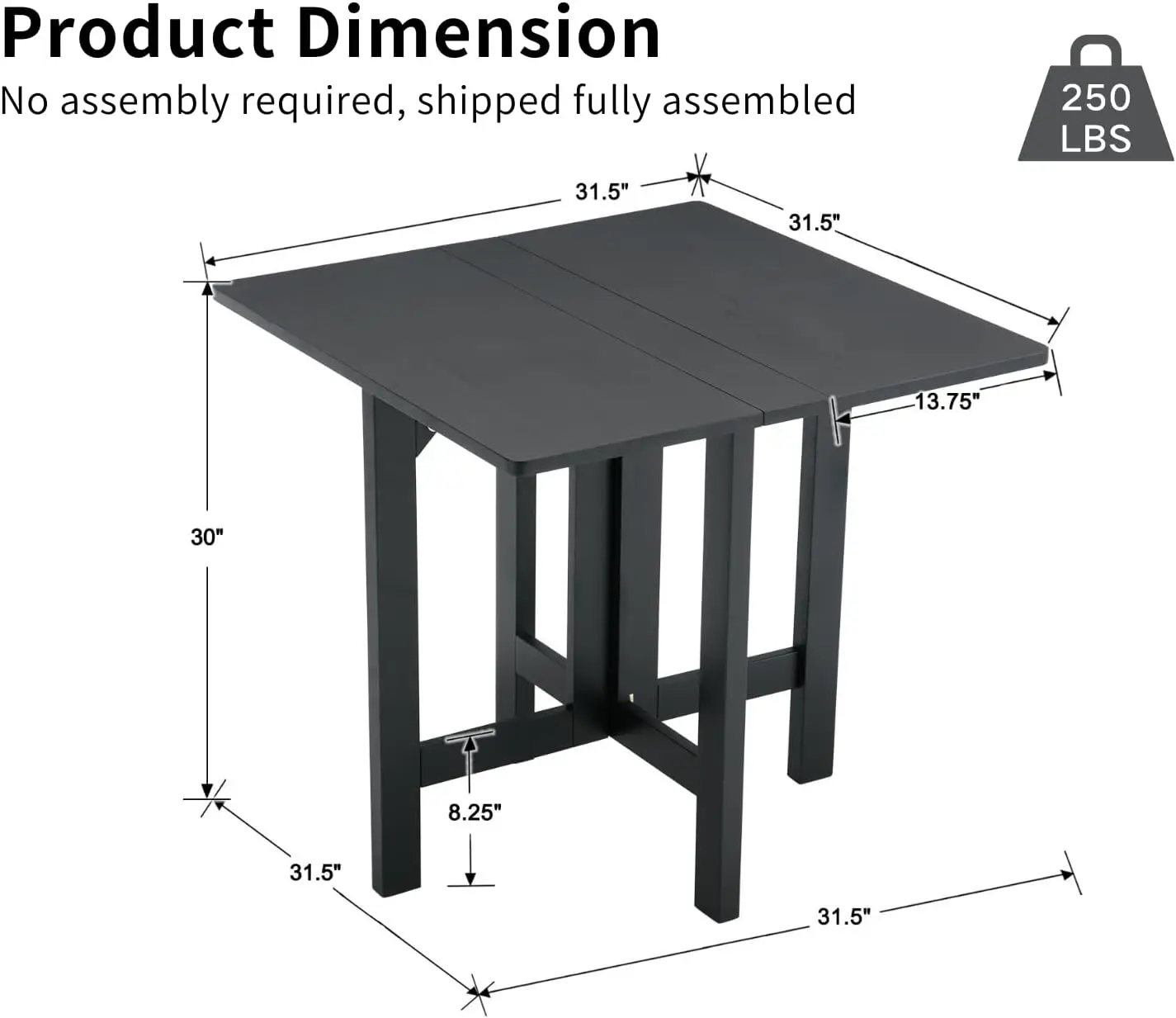 Cimota Small Square Folding Table For 2 To 4 Person Portable Solid Wood Dining Table With 4 Foot Small Kitchen Table For Small