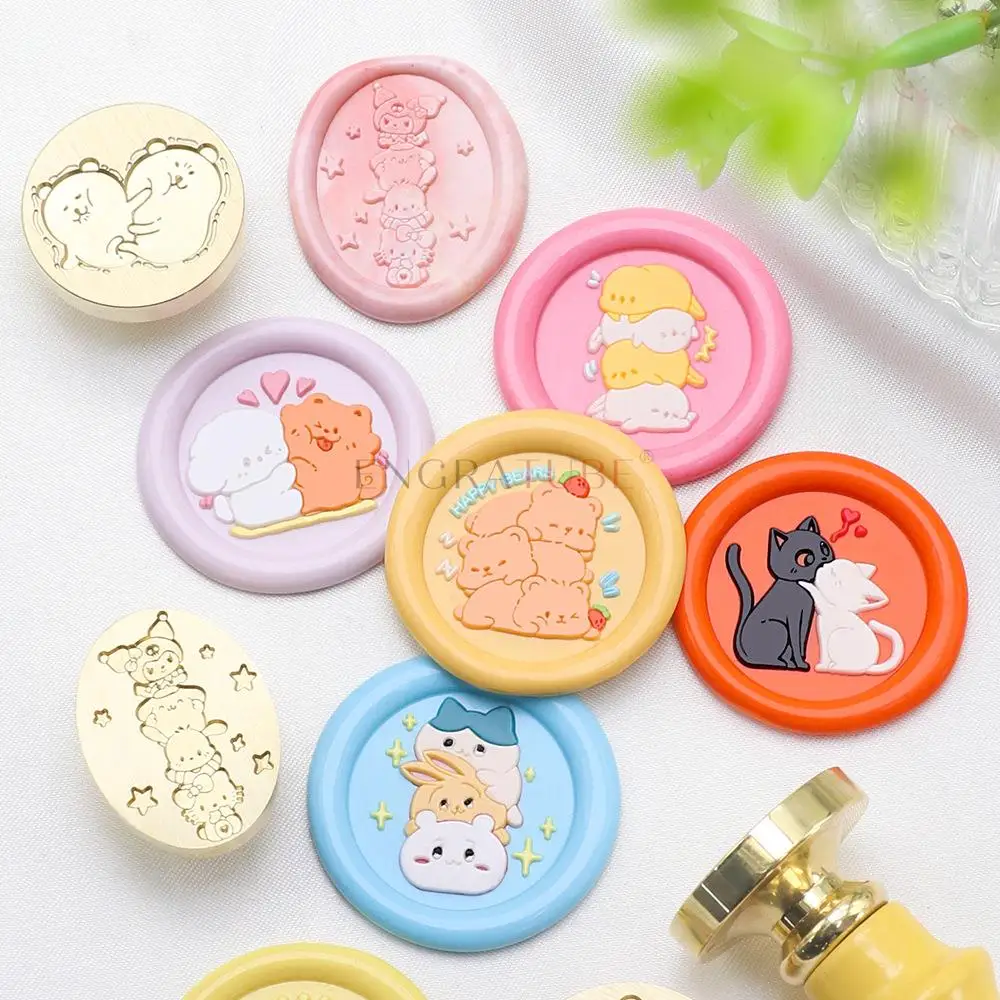 Pile Of Cute Animals Pets Sealing Wax Stamp Brass Head Cat Dog Bear Bird For Wedding Logo Print Gift Wrapping Craft Soaps Stamps