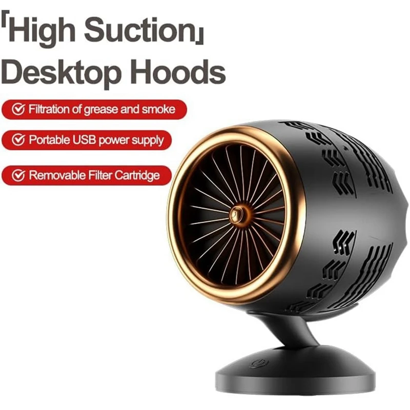 Desktop Range Hoods, Portable Kitchen Exhaust Fan USB Rechargeable, Portable Range Hood With Filter For BBQ, Hot Pot