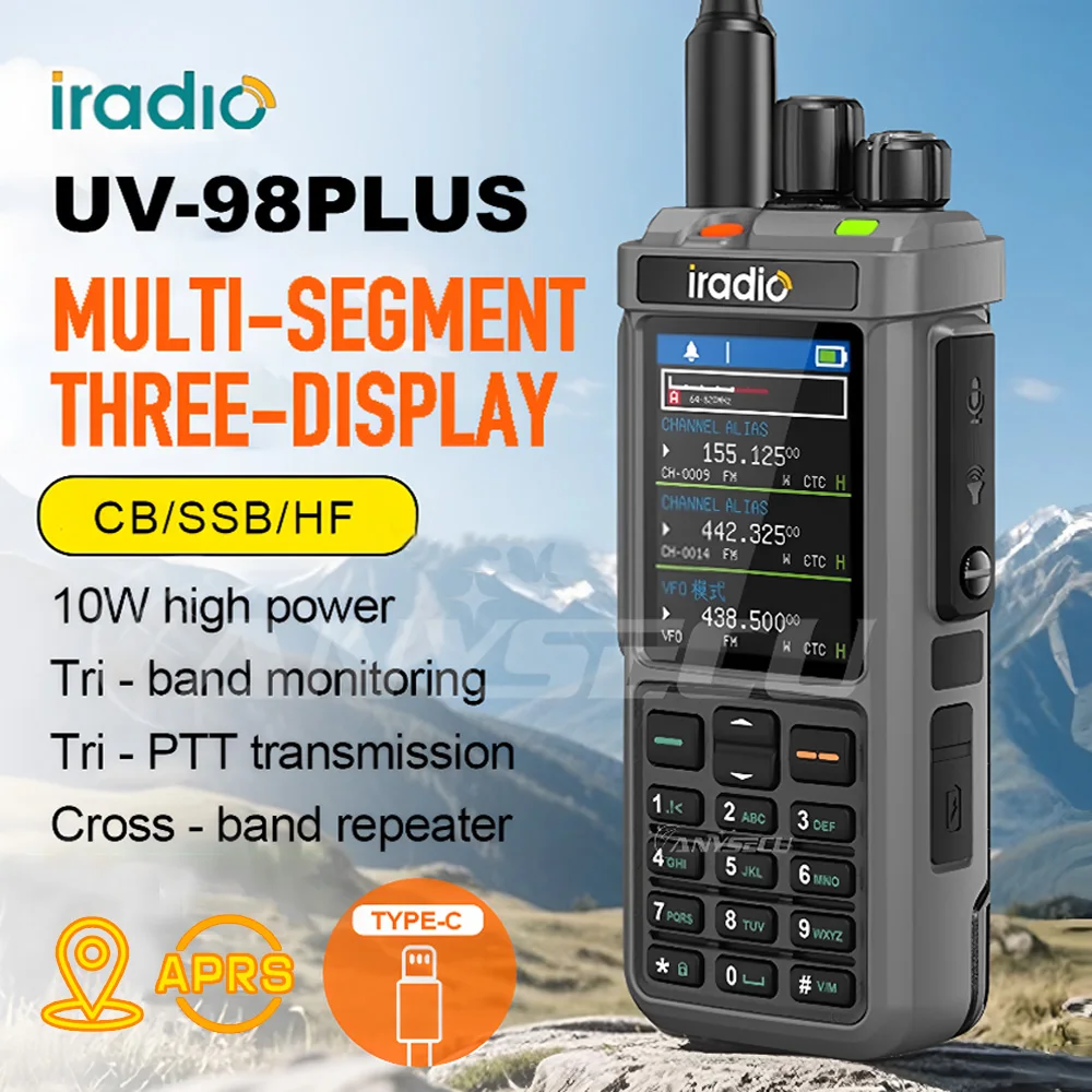 

Iradio UV-98 Plus With GPS Walkie Talkie 10W High Power Cross Band Repeater USB LSB CW CB SW MW LW SSB HF Multi Band Ham Radio