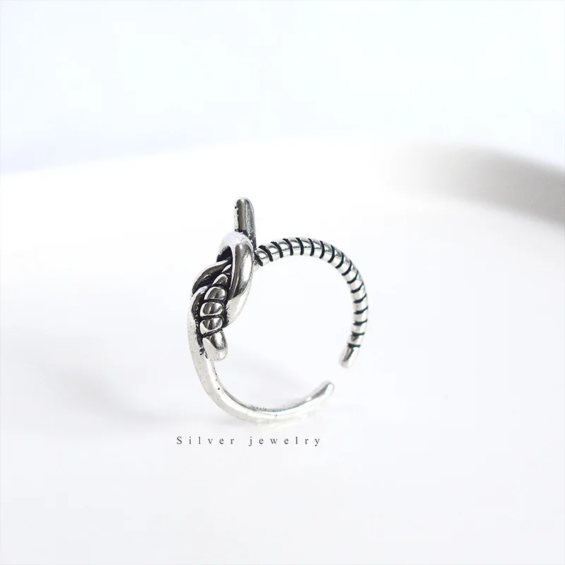 Vintage Knot Ring s925 Sterling Silver Handmade Braid Joint Ring Korean Style Personalized Women's Jewelry