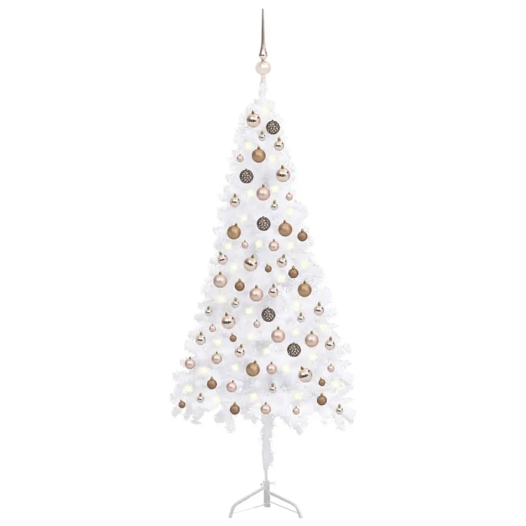 

Artificial Christmas Tree with Lights and Ball Set 59.1 Inch PVC Corner Decoration for Holiday Home Decor
