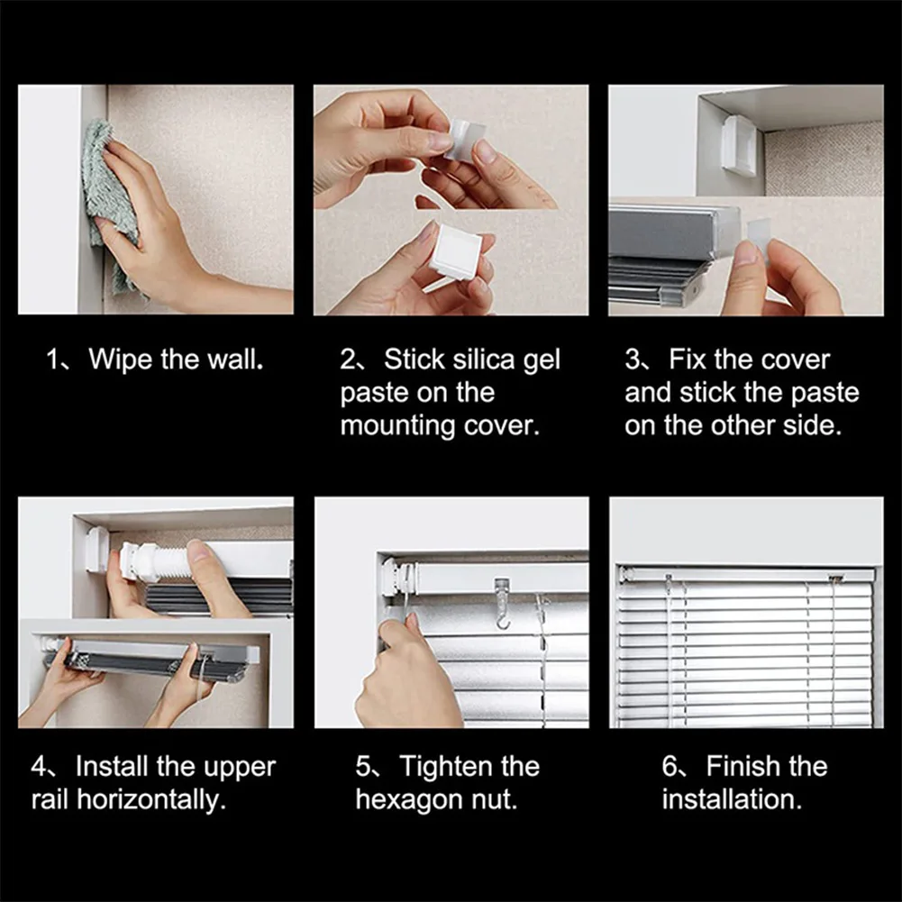 Picture 7: 4 Pack Blind Brackets Kit Twist Fit No Drill Window Bracket For Venetian Blinds Innovative Binder Mounting System