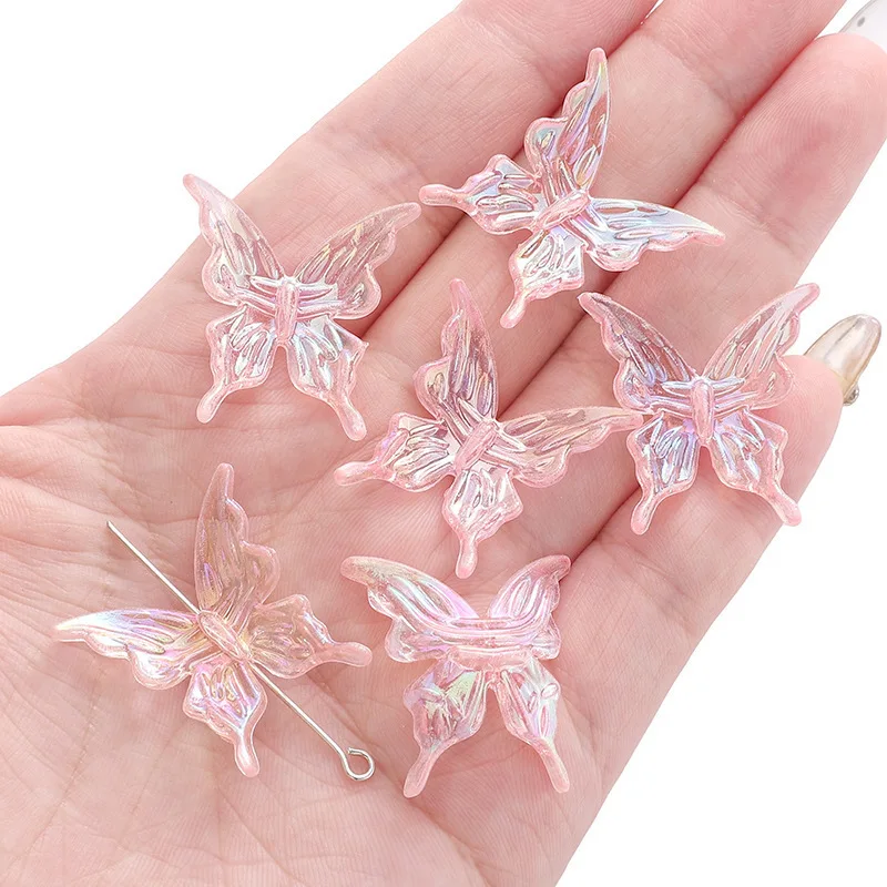 20Pcs Acrylic Clear AB Color Butterfly Beads for Crafts