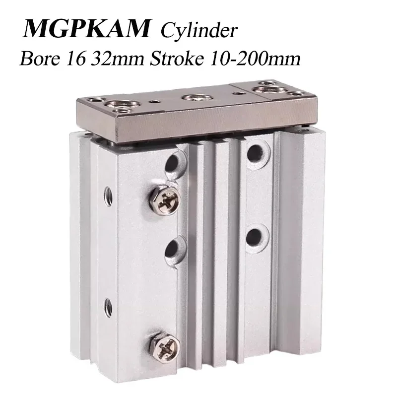HLH MGPKAM 16/32*10/20/30/40/50/75/100/125/200 MGPKAM Three Axis Three Rods Cylinder Compact Thin Pneumatic Cylinder With Guide