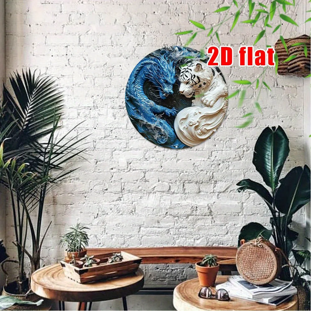 CIFBUY 2D Flat Round Aluminum Wall Art Waterproof Durable Metal Decor For Home Bathroom Doorway Entrance Hallway Living Room