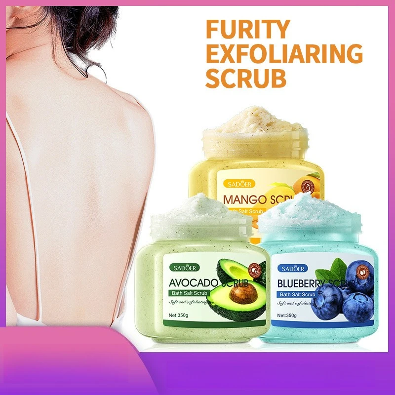 Exfoliating Fruit Bath Salt Scrub 350g SPA Aromatic Crystal Salt Scrub for Exfoliating Chicken Skin Keratin