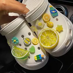 Charms de chaussures au citron frais pour enfants, sabots JIBS, chaussures mignonnes de créateur bricolage, accessoires de décoration de fête, cadeaux pour garçons et femmes, filles, 2024