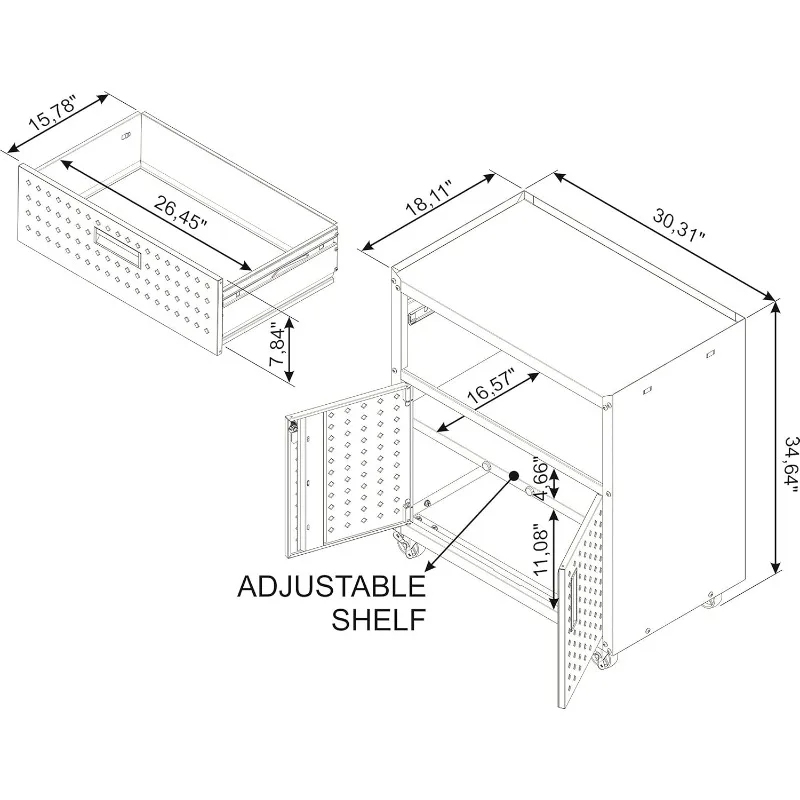 Charcoal Gray Storage Unit | Heavy-Duty Organizer for Home/Studio, 18.2" D x 30.3" W x 31.5" H