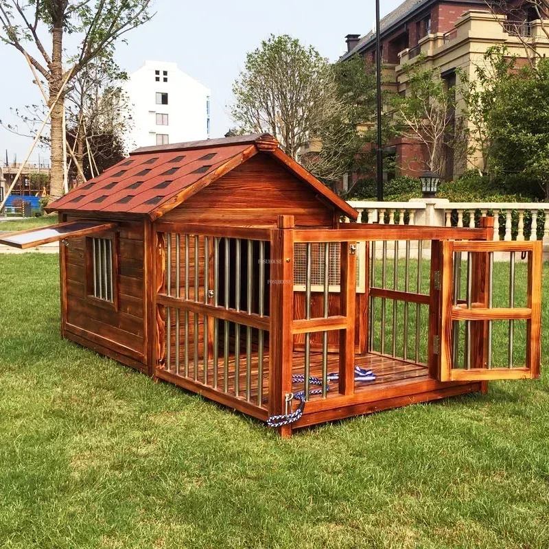 Dog Houses Outdoor Waterproof Solid Wood Kennels Pet Villa House For Dogs Modern Big Dog House Outdoor Fenced Pet crate