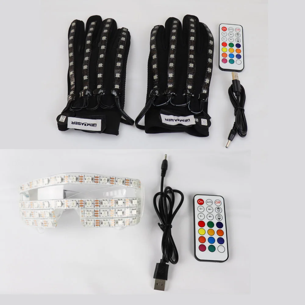 Flashing Gloves Glow 360 Mode LED Rave Light Finger Lighting Mitt Party Supplies Glowing Up Glove Glasses Party Decor