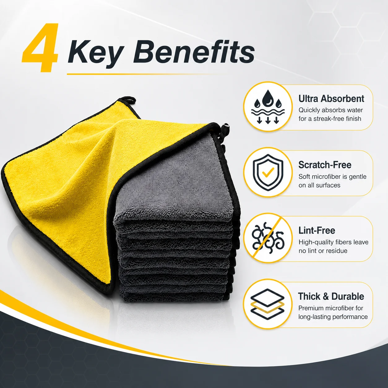 PINMOAP 1/3/5/10PCS Microfiber Car Cleaning Towels Yellow Soft Absorbent Detailing Cloth Reusable Lint Free Fit Home Kitchen Was