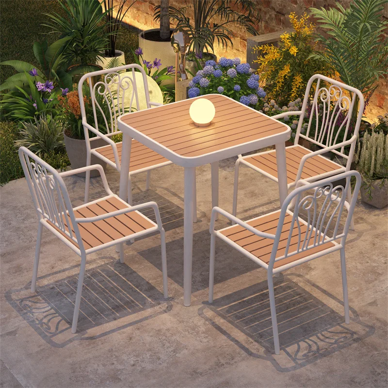 Table and chair combination Open-air courtyard Garden dining table Waterproof and sunscreen