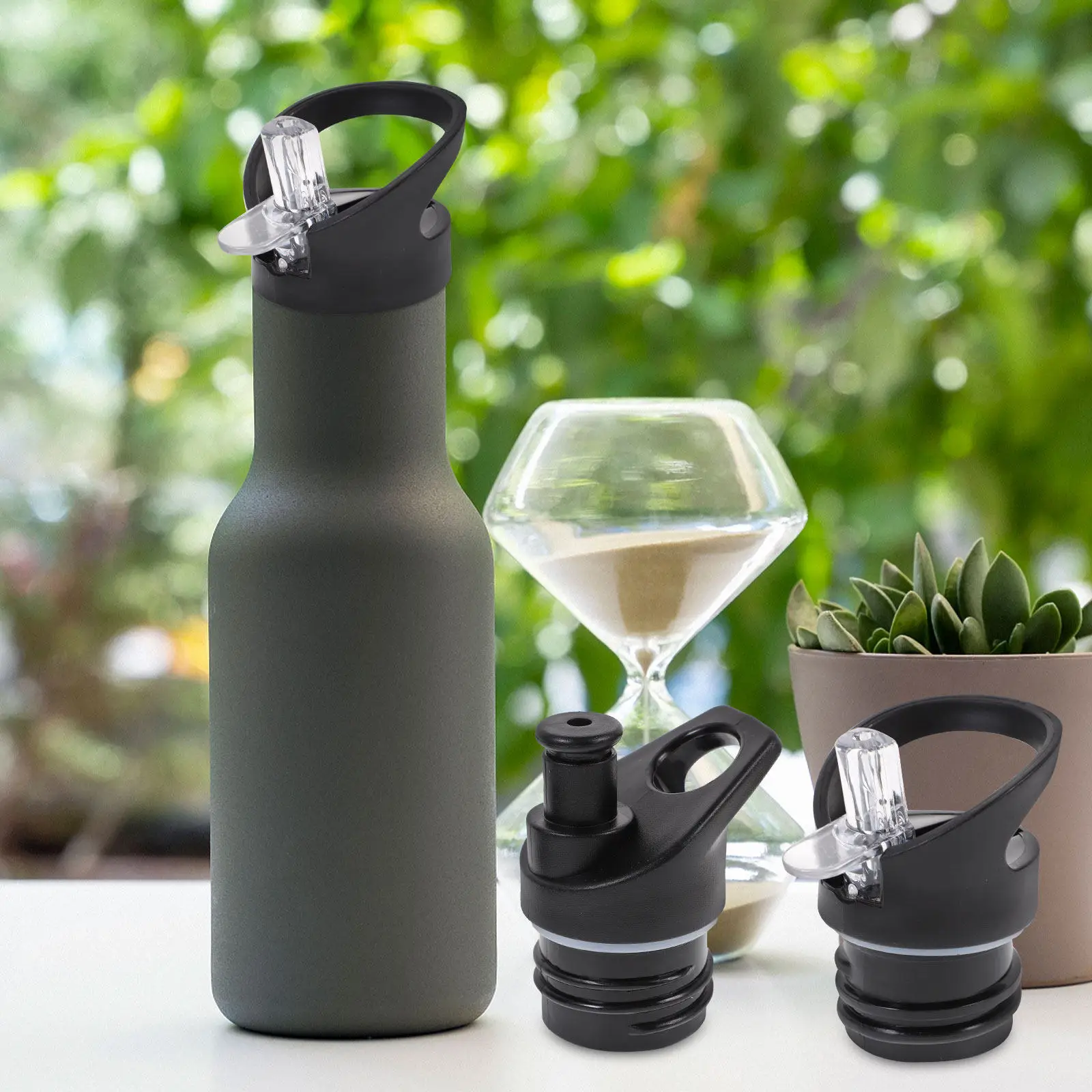 2Pcs Suction Nozzle Cover Premium Food-Safe Plastic Bottle Lid Ergonomic Finger Loop for Daily Outdoor Use Sports Water Bottle