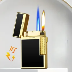 New Creative Plasma Arc Lighter Luxury Double Flame Butane Lighter Jet Flame Windproof Cigarette Ignitor Smoking Accessories