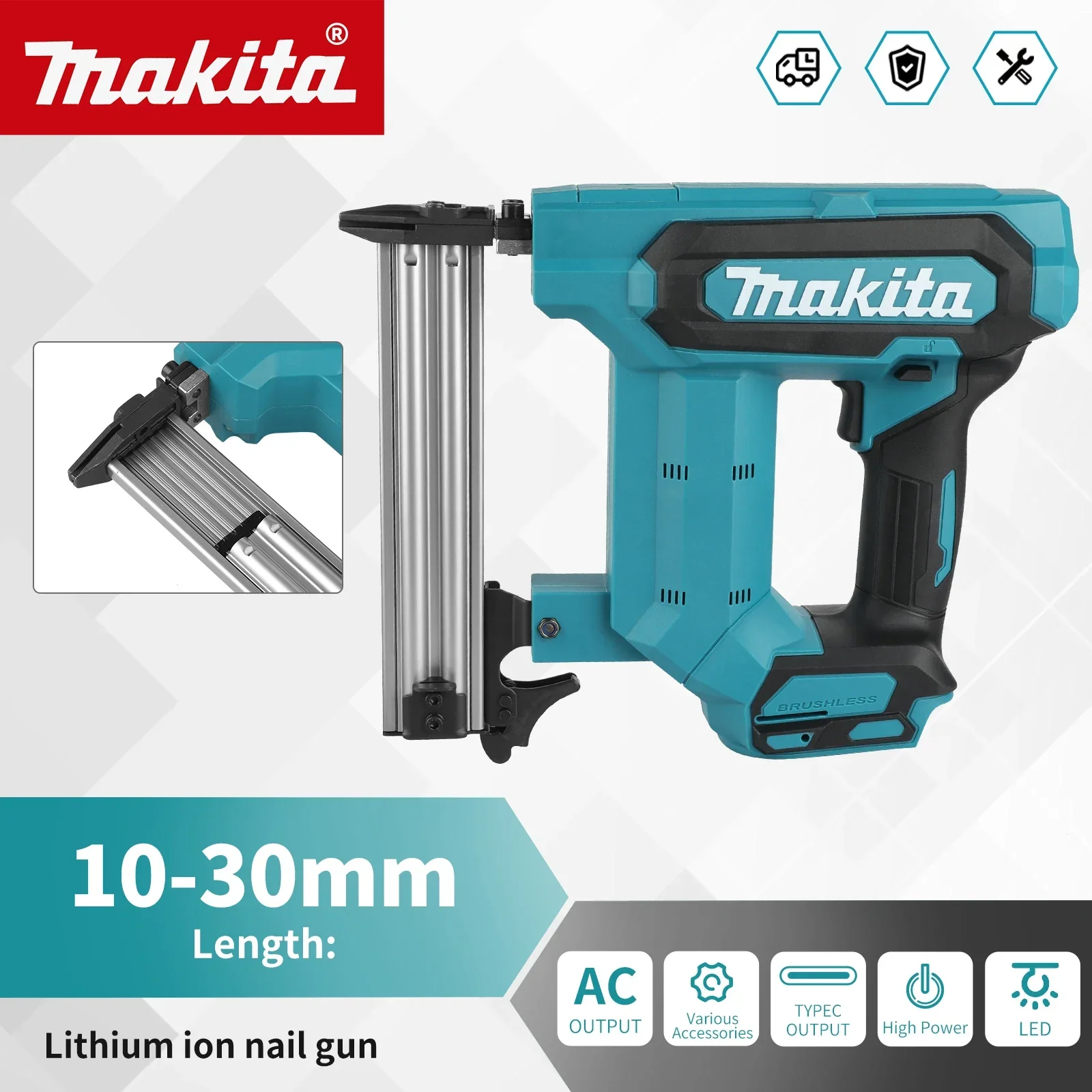Makita F30 Brushless Cordless Nailer High Frequency Nailing Stable Shot For Furniture Carpentry Wood Working Power tools