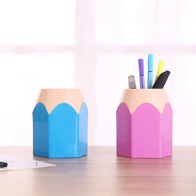 1 Pc Pencil Shaped Make Up Brush Pen Holder Pot Office Stationery Storage Organizer School Supplies for kids Pens Holder