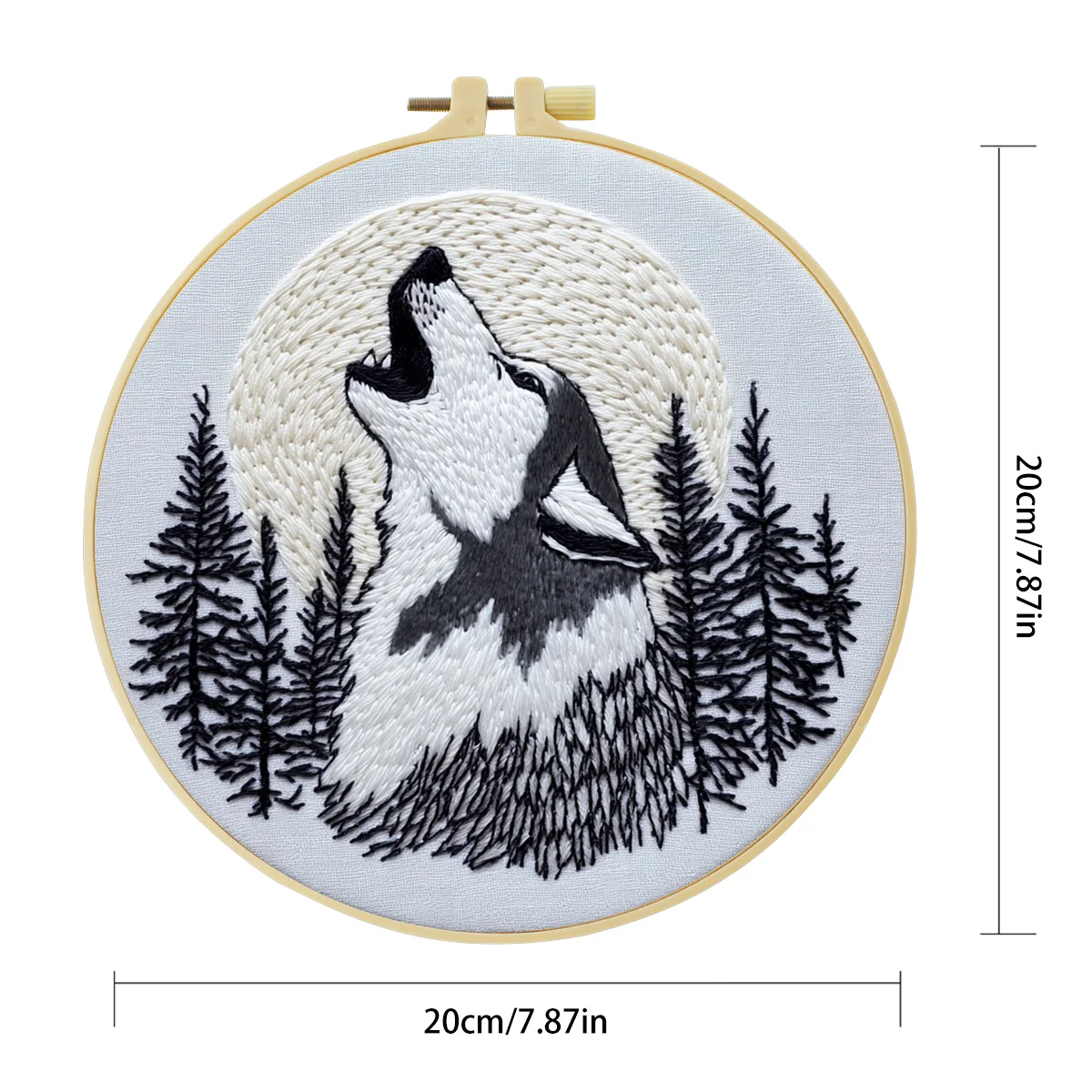 1 Stück 20X20CM/15X15CM 7,87/6,3 Zoll Der Wolf Taschen-Stickerei-Starter-Kit DIY-Kit DIY-Stickerei-Set Handarbeits-Set für Anfänger – Detail 5