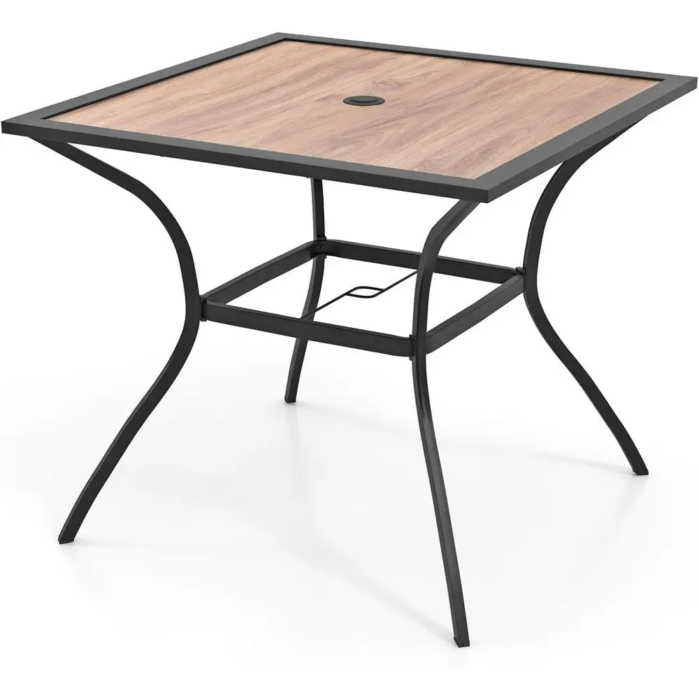 

Прочный уличный квадратный обеденный стол с регулируемым отверстием для зонта и водонепроницаемой столешницей для патио, террасы и зоны у бассейна