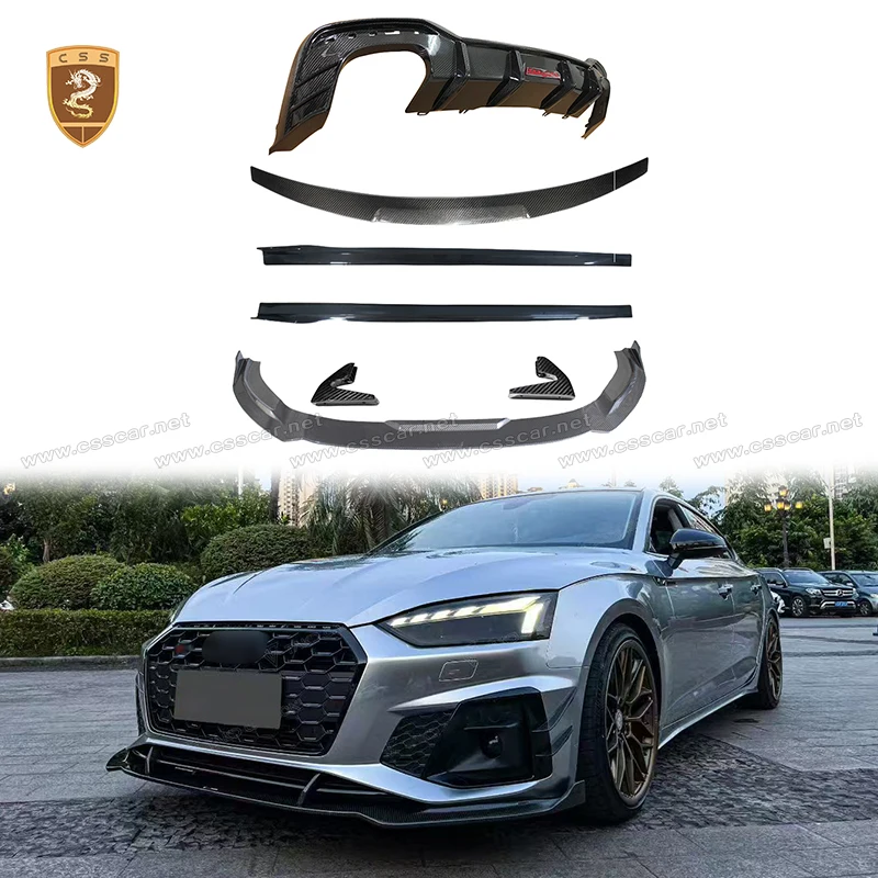TD Style Dry Carbon Fiber Front Bumper Lip Diffuser For Audi S5 2017 - 2019 Side Skirt Extension Winglet Rear Truck Wing Spolier