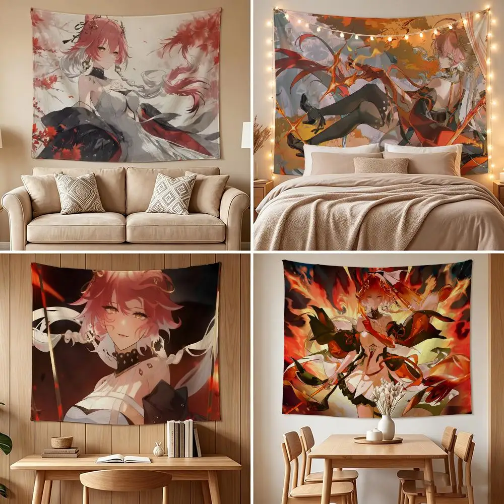 Game Changli W-Wuthering Waves Tapestry Custom Living Bedroom Party Dormitory Interior Wall Bohemian Decoration Attached Clip
