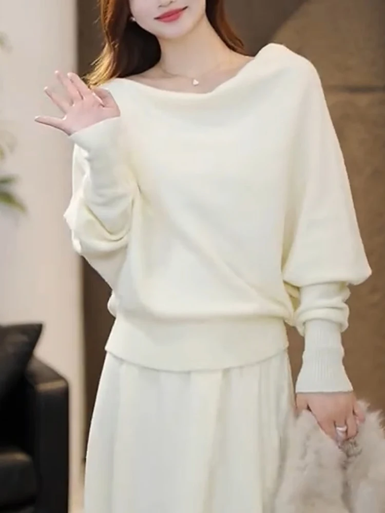 

Новый осенне-зимний мягкий вязаный свитер свободного кроя для повседневной носки, большой размер, модный длинный свитер с круглым вырезом