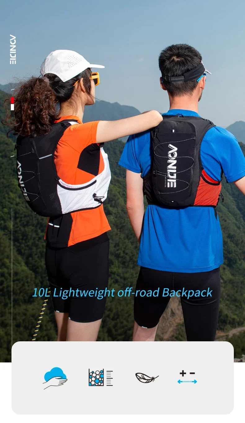 AONIJIE Newest C9116 Unisex 10L Sports Running Backpack Lightweight Off-Road Hydration Pack Vest Hiking Rucksack