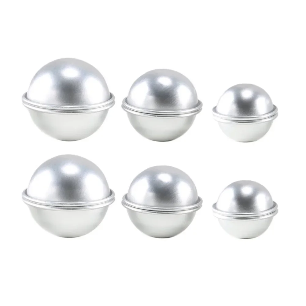 6PCS DIY Spa Tool Accessories Mini Aluminum Alloy Shallow Semicircle Bath Bomb Salt Ball Metal Mold 3D Sphere Shape 3 Size