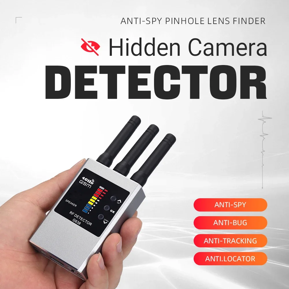 Detector de cámara oculta portátil - Buscador de lentes estenopeicas antiespía - Rastreador GPS y detector de dispositivo de escucha Viajes en hotel