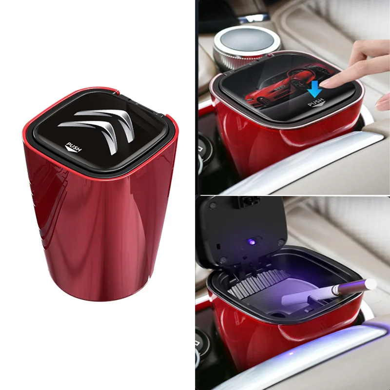 LED Light Car Accessories Ashtray Push Type Auto Vehicle Cigarette For Citroen C1 C2 C3 C4 C5 C6 C8 C4L DS3 DS4 DS5 DS5LS DS6