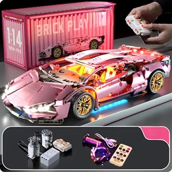 1:14 Pink Sports car RC Toy Car Building blocks Toy Birthday Gift MOC Sports Car Model (1314+ particles)