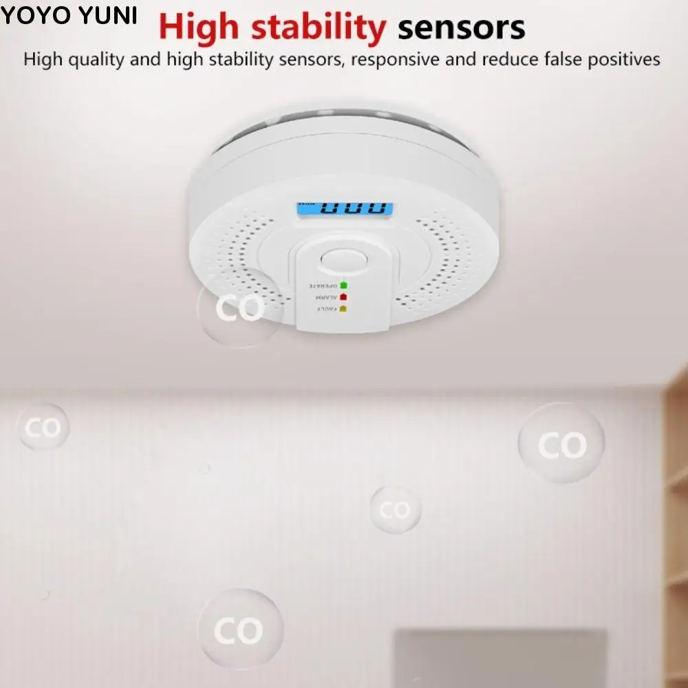 

Independent LED Digital Display Carbon Monoxide Detector Depot Test Light Warning CO Gas Monitor Sound White CO Sensor Office