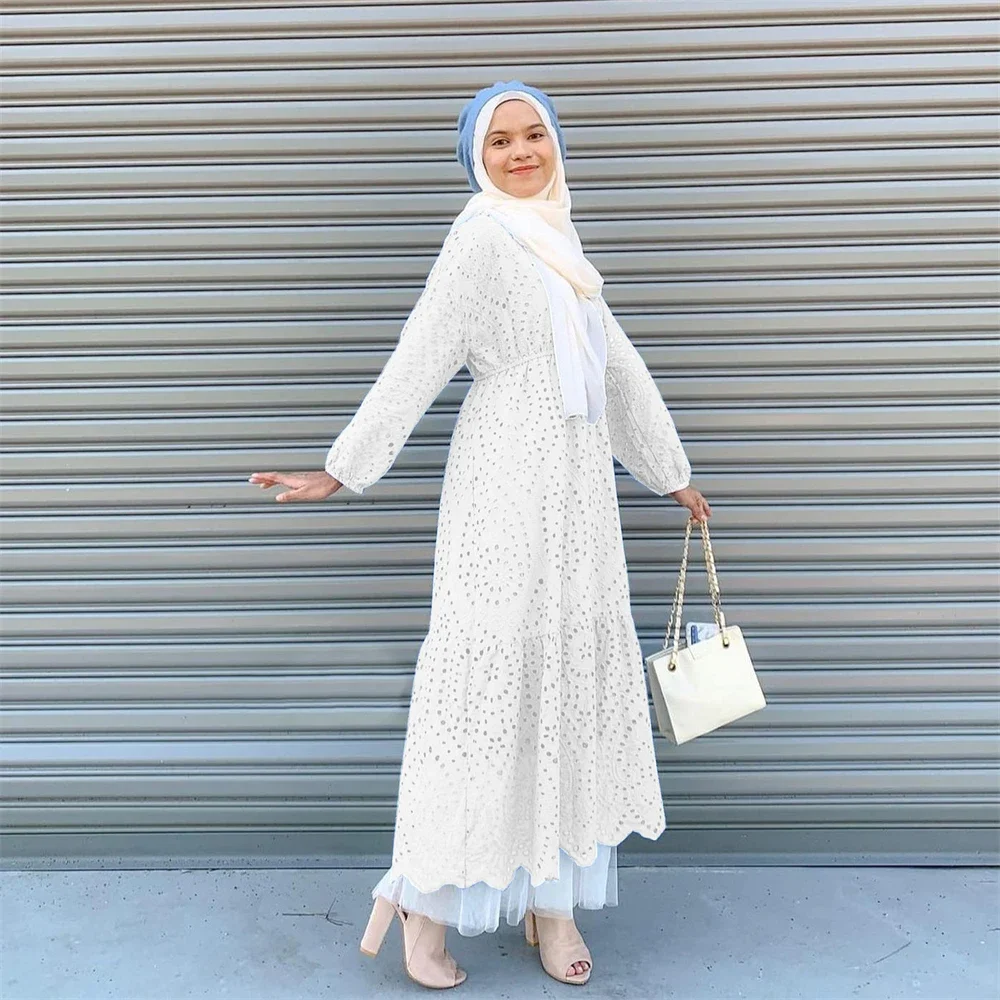 여성을위한 두바이 파티 드레스 이슬람 Abaya Jalabiya 긴 소매 속이 빈 v 넥 캐주얼 맥시 베스 티드 모로코 Kaftan 긴 가운