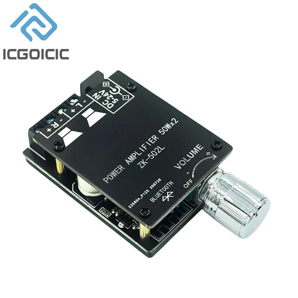 ZK-502L MINI Bluetooth-5.0 DC 5-24V Wireless Audio Digital Power amplifier Stereo board 50Wx2 Amp Amplificador